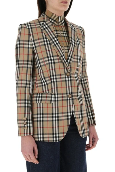 Shop Burberry Woman Embroidered Wool Blazer In Multicolor