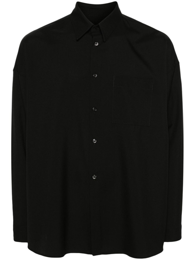 Shop Marni Black Button-up Wool Shirt