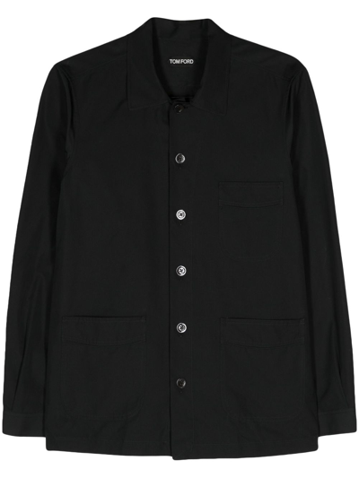 Shop Tom Ford Black Button-up Poplin Shirt