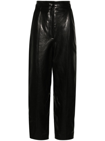 Shop Khaite The Ashford Leather Trousers In Black