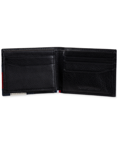 Shop Tommy Hilfiger Men's Orson Ii Angled Flag Leather Rfid Passcase Wallet In Black