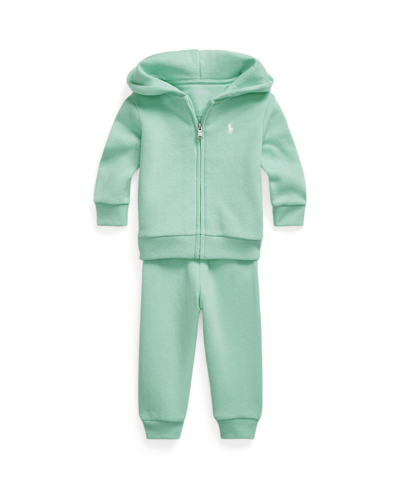 Shop Polo Ralph Lauren Baby Boys Fleece Full-zip Hoodie And Pant Set In Celadon