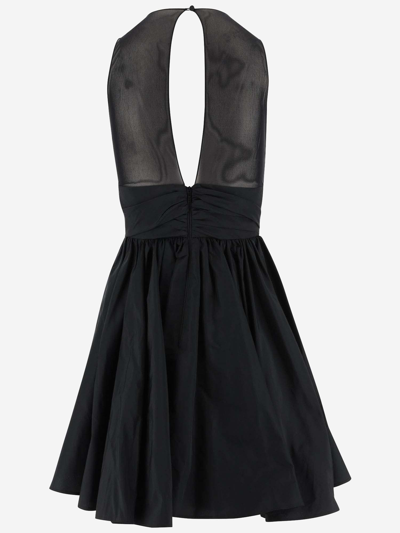 Shop Pinko Pleated Polyfaille Dress In Black