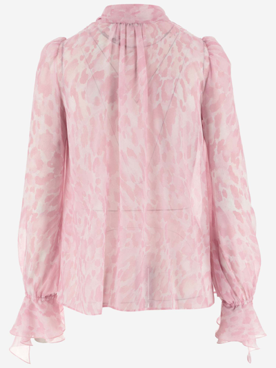 Shop Pinko Printed Synthetic Chiffon Shirt In Mult.rosa/rosa