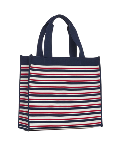 Shop Marni Tote In Marine/ivory/red