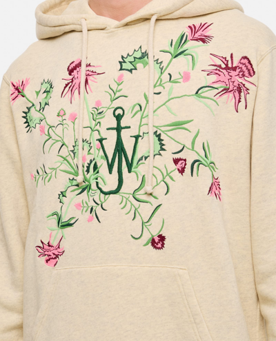 Shop Jw Anderson Pol Thistle Embroidery Hoodie In Beige