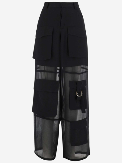 Shop Pinko Cargo Pants With Mesh Inserts In Black