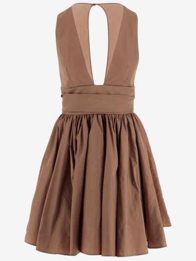 Shop Pinko Pleated Polyfaille Dress In Brown