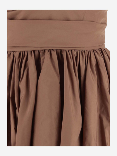 Shop Pinko Pleated Polyfaille Dress In Brown