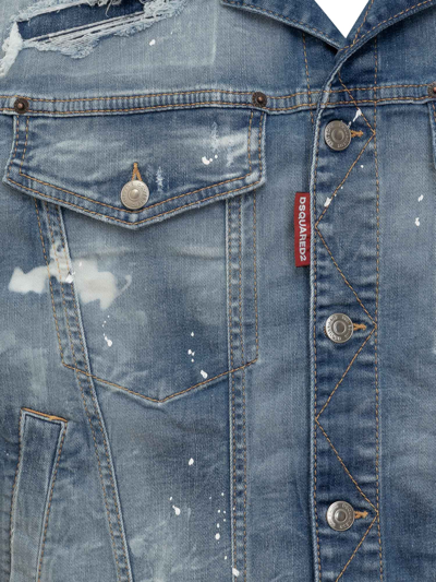 Shop Dsquared2 Over Jeans Vest In Navy Blue