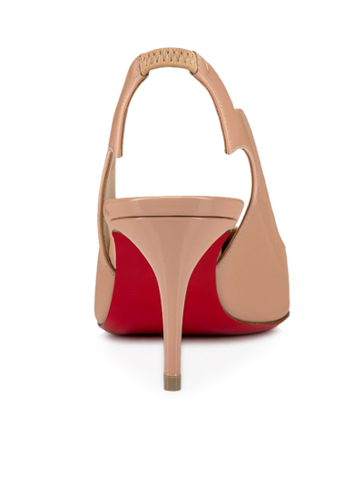Shop Christian Louboutin Hot Chick Sling 70 Patent/lining In Nude Lin