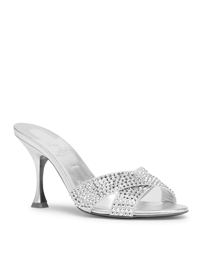 Shop Christian Louboutin Mariza Is Back Strass 85 Suede Met/kid Lam Sat/lin In H Version Silver