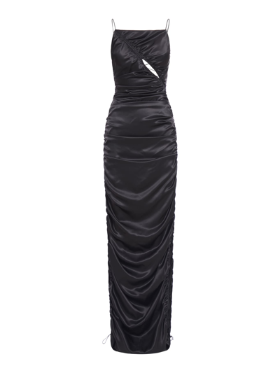 Shop Del Core Draped Dress With Drawstring Detail In Black