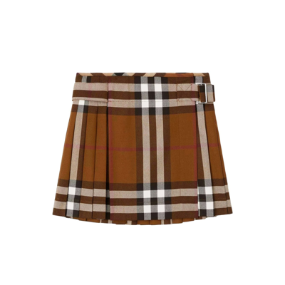 Shop Burberry Wool Mini Skirt In Brown