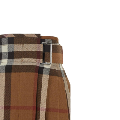 Shop Burberry Wool Mini Skirt In Brown