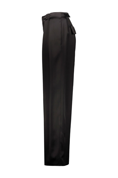 Shop Sapio Pant With Pleats In Double Viscose Satin In Black