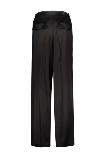Shop Sapio Pant With Pleats In Double Viscose Satin In Black