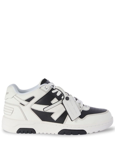 Shop Off-white Out Of Office White And Black Low Top Sneakers With Arrow Motif In Leather Man