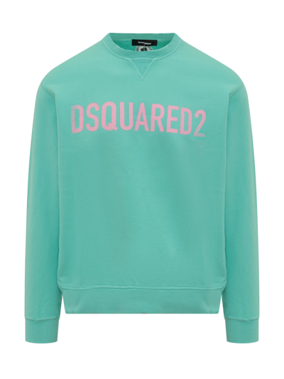 Shop Dsquared2 Sweatshirt With Logo In Pale Green