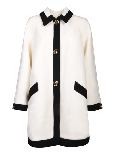 Shop Moschino Single-breasted White/black Coat