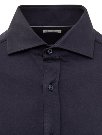 Shop Brunello Cucinelli Cotton Jersey Shirt In Cobalto