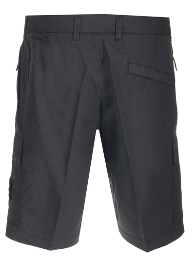 Shop Stone Island Shorts In Strech Cotton In Black