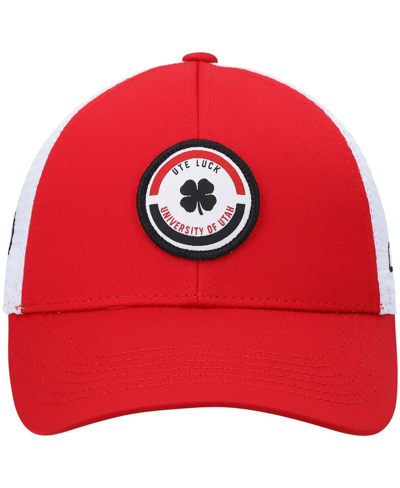 Black Clover Men's Red, White Utah Utes Motto Trucker Snapback Hat In Red,white