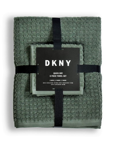 Shop Dkny Quick Dry 6 Pieces Towel Set In Denim