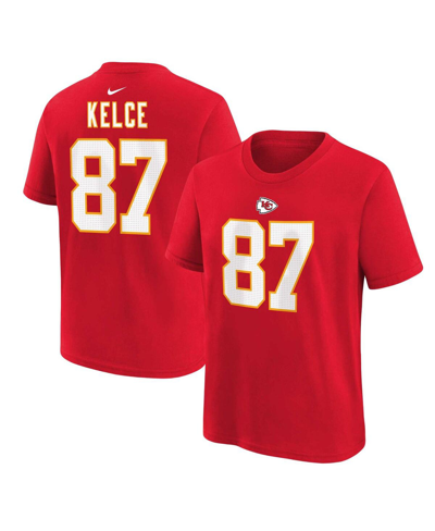 Nike Big Boys  Travis Kelce Red Kansas City Chiefs Player Name And Number T-shirt In Red