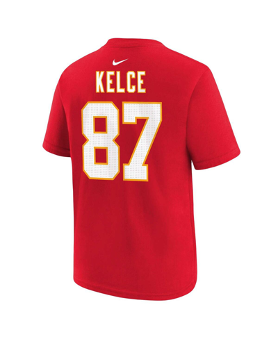 Nike Big Boys  Travis Kelce Red Kansas City Chiefs Player Name And Number T-shirt In Red