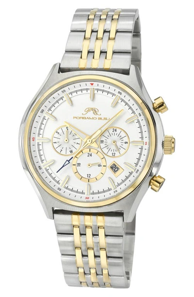 Porsamo Bleu Charlie Stainless Steel Multifunction Two Tone Men's Watch 1261dchs In Two Tone
