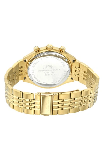 Porsamo Bleu Charlie Stainless Steel Multifunction Gold Tone Men's Watch 1261echs In Gold