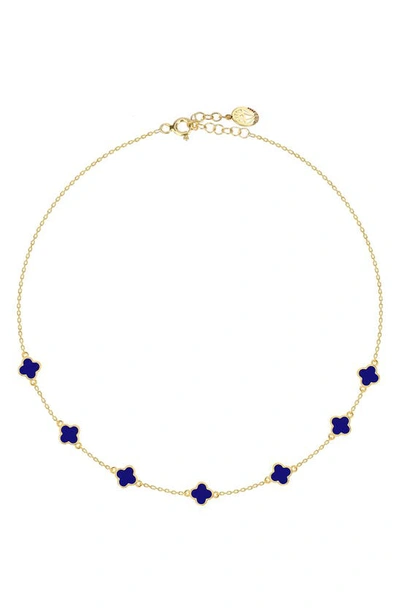 Gabi Rielle 14k Gold Plate Sterling Silver Clover Enamel Choker Necklace In Gold