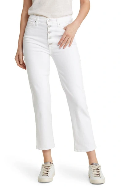 Shop 7 For All Mankind Exposed Button High Waist Crop Straight Leg Jeans In Soleil White