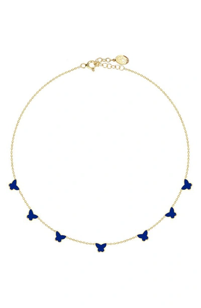 Gabi Rielle 14k Gold Plate Sterling Silver Butterfly Enamel Choker Necklace In Gold