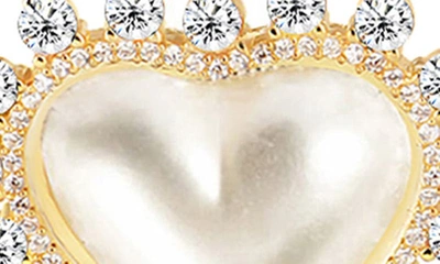 Gabi Rielle 14k Gold Plated Sterling Silver Cubic Zirconia & Mother-of-pearl Heart Drop Earrings In Gold