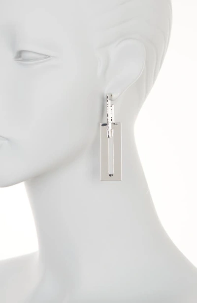 Shop Open Edit Geo Rectangular Drop Earrings In Rhodium