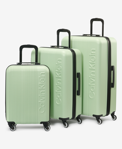 Shop Calvin Klein Verticalism 3 Piece Luggage Set In Sunny Lime