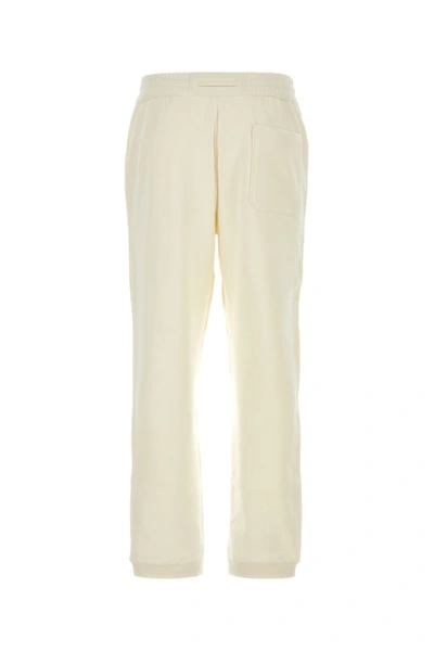 Shop Zegna Man Ivory Cotton Blend Joggers In White