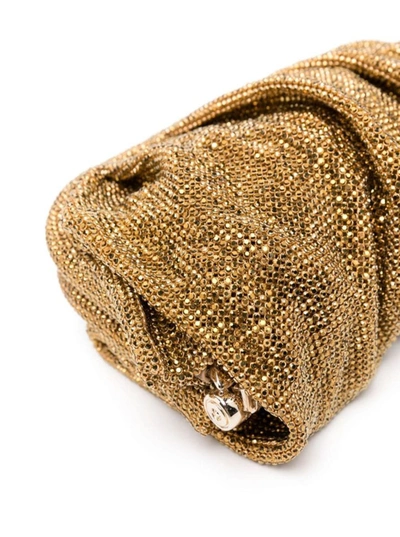 Shop Benedetta Bruzziches 'venus La Petite' Gold Clutch Bag In Fabric With Allover Crystals Woman In Grey