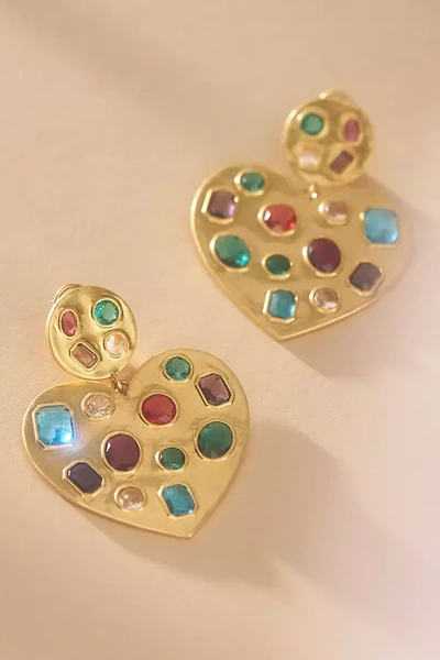 Shop Lele Sadoughi Rainbow Pop Heart Crystal Earrings In Multicolor