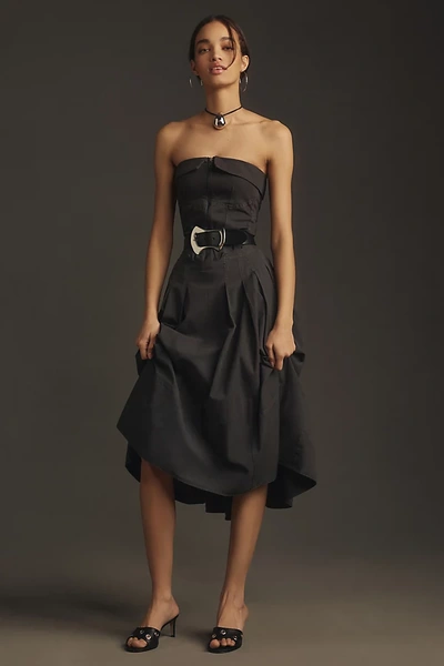 Shop Pilcro Strapless Twofer Midi Dress In Black