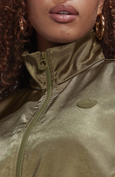 Shop Adidas Originals Originals Satin Track Top In Focus Olive