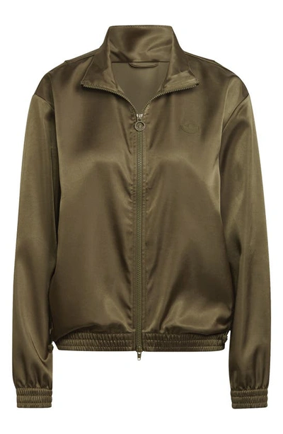 Shop Adidas Originals Originals Satin Track Top In Focus Olive