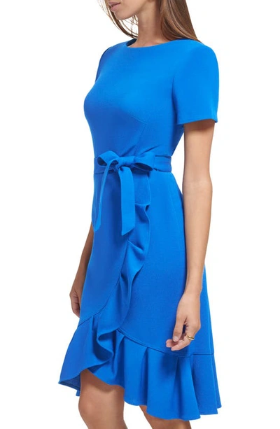 Shop Calvin Klein Short Sleeve Wrap Style Dress In Capri