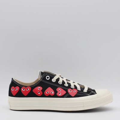 Shop Comme Des Garçons Play X Converse Black Cotton Sneakers In Nero