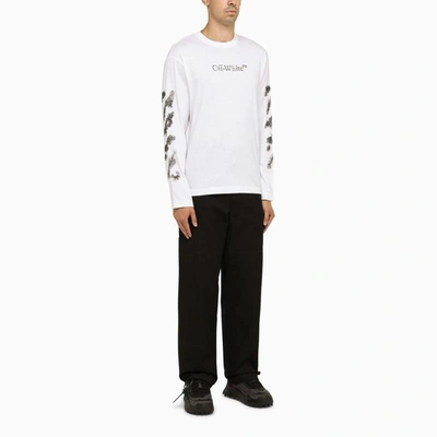 Shop Off-white ™ White Long-sleeved T-shirt In Black