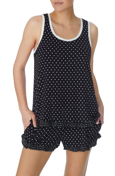Kate Spade Sleeveless Short Pajamas In Black Ivory Dot