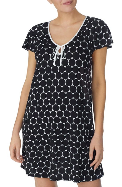 Shop Kate Spade Short Sleeve Sleep Shirt In Black Dot