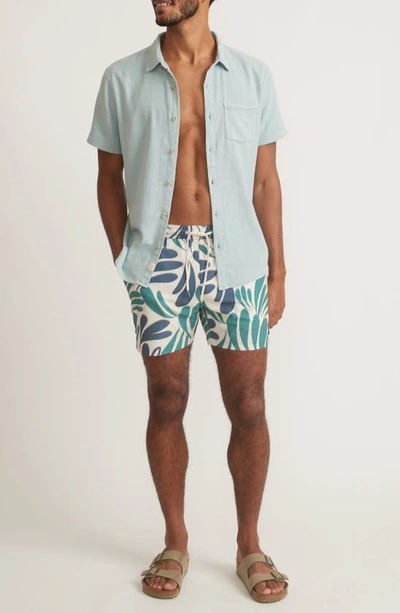 Shop Marine Layer Abstract Floral Swim Trunks In Cool Abstract Floral